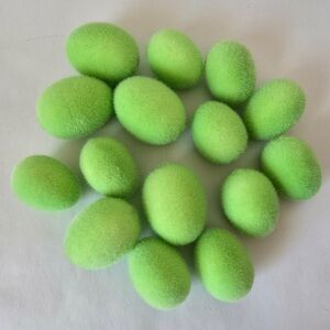 15pc Lime Green Fuzzy / Flocked Decorative Easter Eggs - Spring Decor